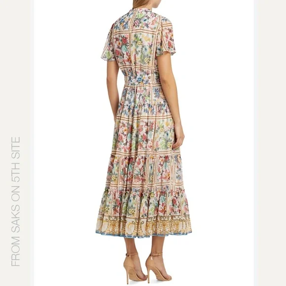 Elie Tahari Aimee Summer Palace Tiered Floral-Print Midi/Maxi Dress SIZE 14 - Picture 14 of 16